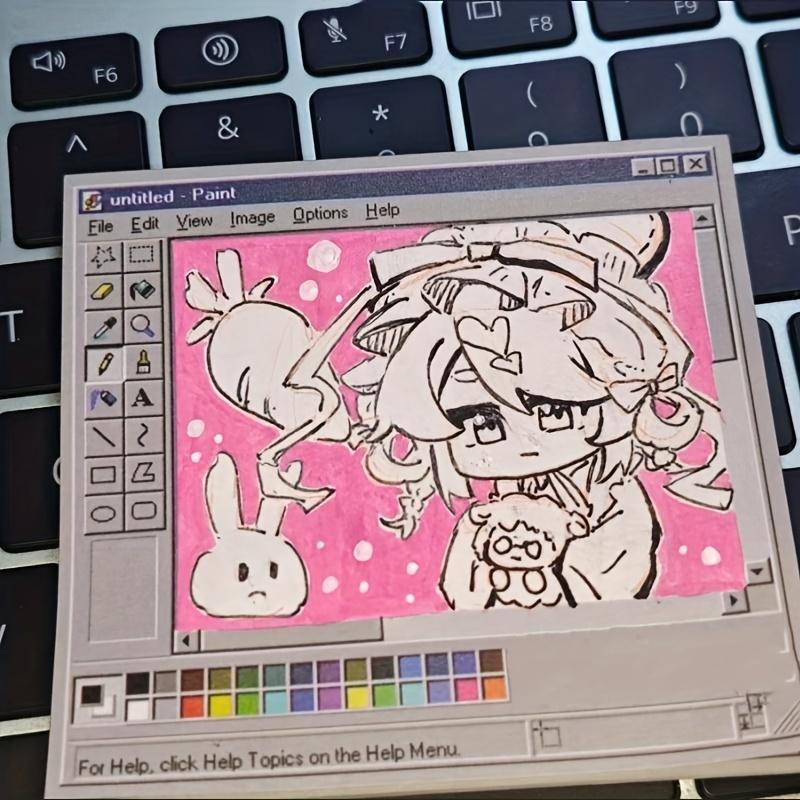 Sticky Notes 50 Sheets Retro Computer Drawing Pad - Square Design, Perfect for Artists and Office Use, Ideal for Creating Vintage Style Artwork