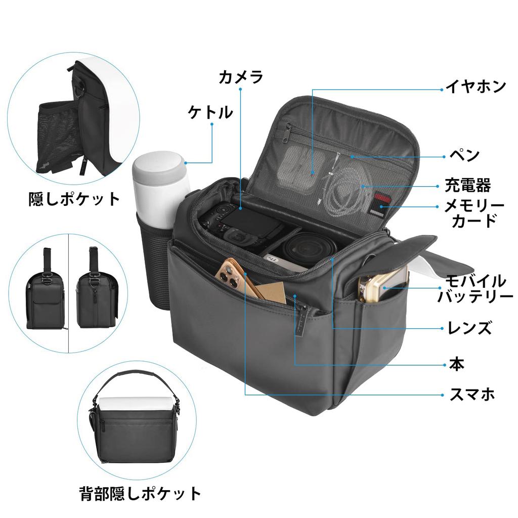 Cwatcun Camera Shoulder Waterproof Camera Case for Large Lightweight Bag, Stylish, Nikon, Canon, Sony, DSLR, SLR, Capacity, Unisex, Fashionable,