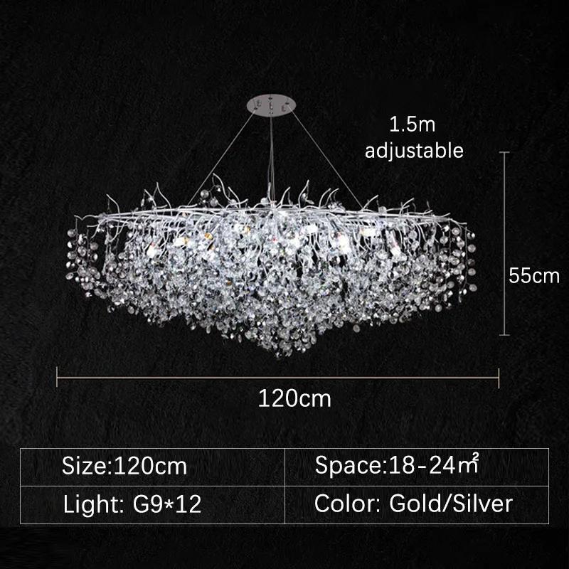 Minimalist LED Ceiling Chandelier Luxury Interior Decor Crystal Pendant Lamp for Living Dining Room Gold Silver Lighting Fixture