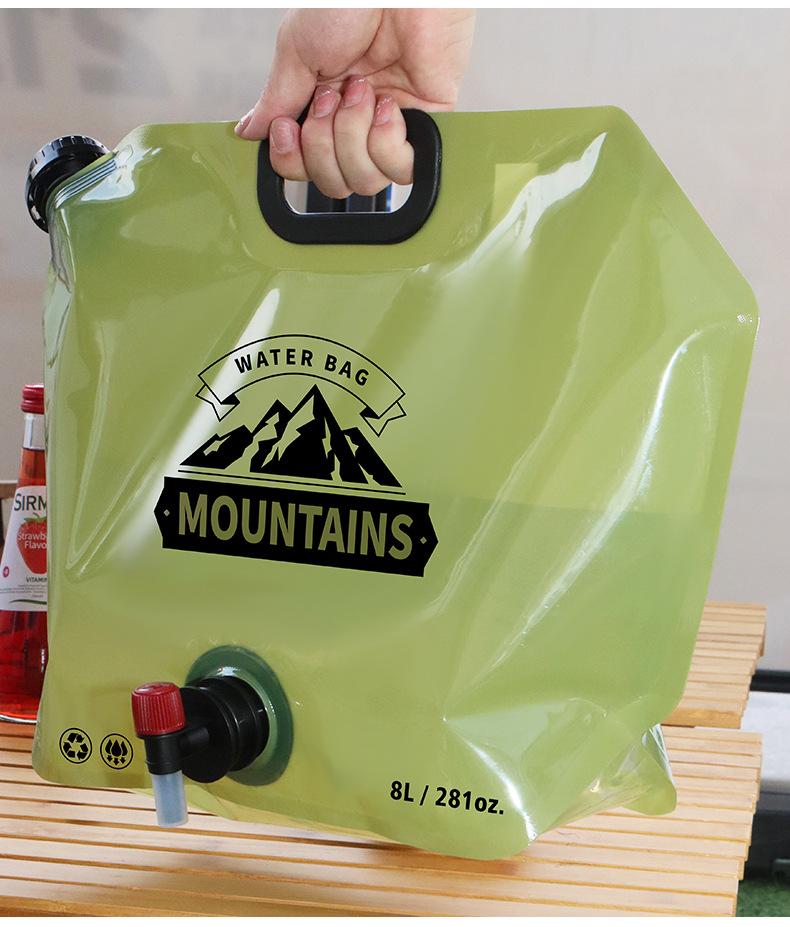 Portable Foldable Water Bag, Large Capacity Outdoor Camping Water Storage Bucket with Tap, Hiking Water Container Carry Handle