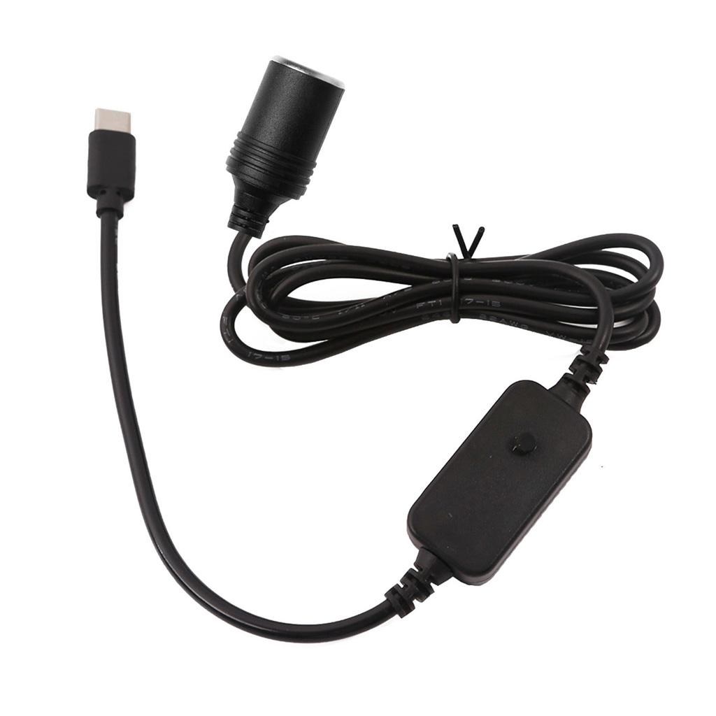 Adjustable Car Charger Type C to Lighter Adapter Charging Connector Support 5V9V12V15V20V3A Adjustable