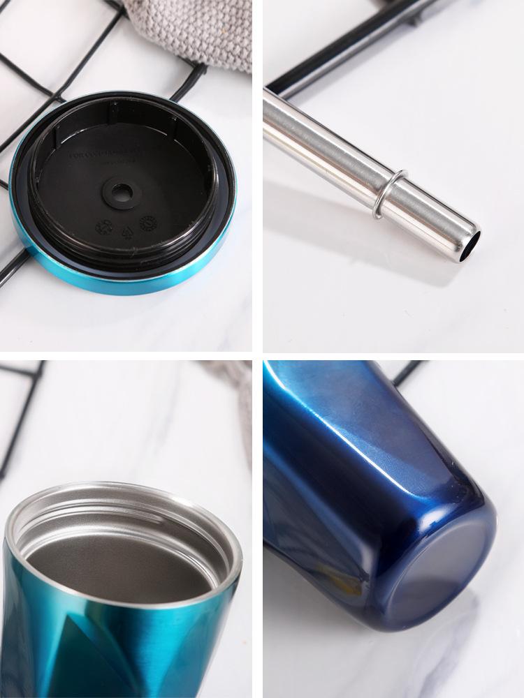 500ML Creative Stainless Steel Water Cup With Straw Lid Cold Bottles Mugs For Coffee Bear Cold Water Easy To Carry For Travel