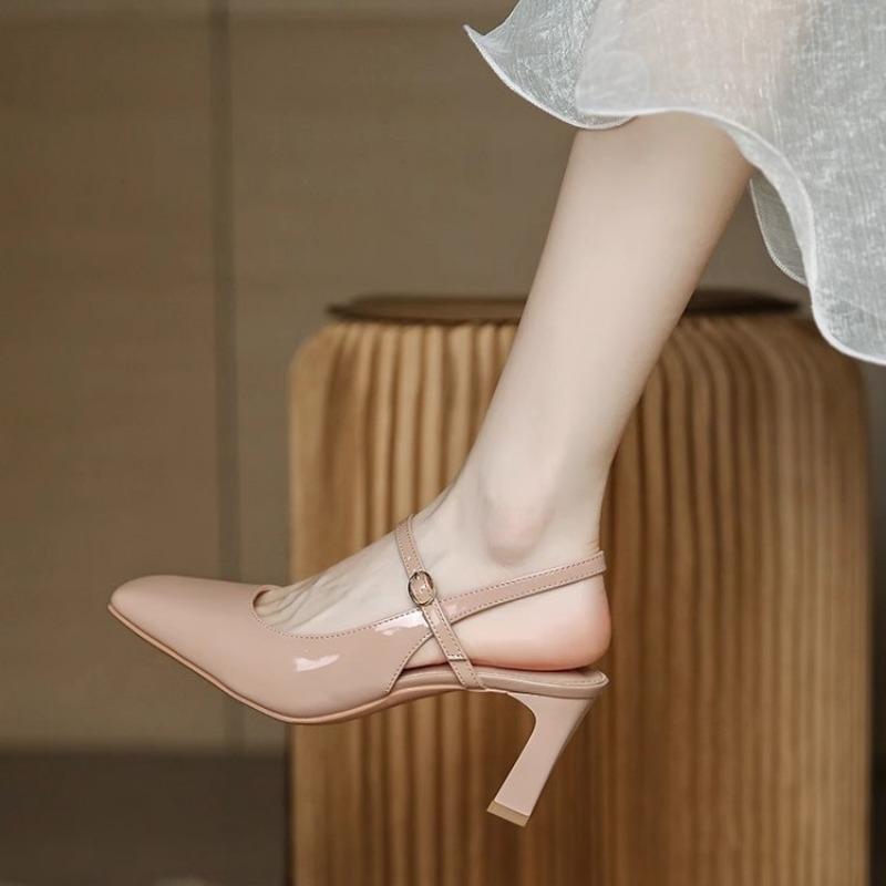 Mary Jane sandals women's thick heel new minimalist pink summer empty square head high heels women