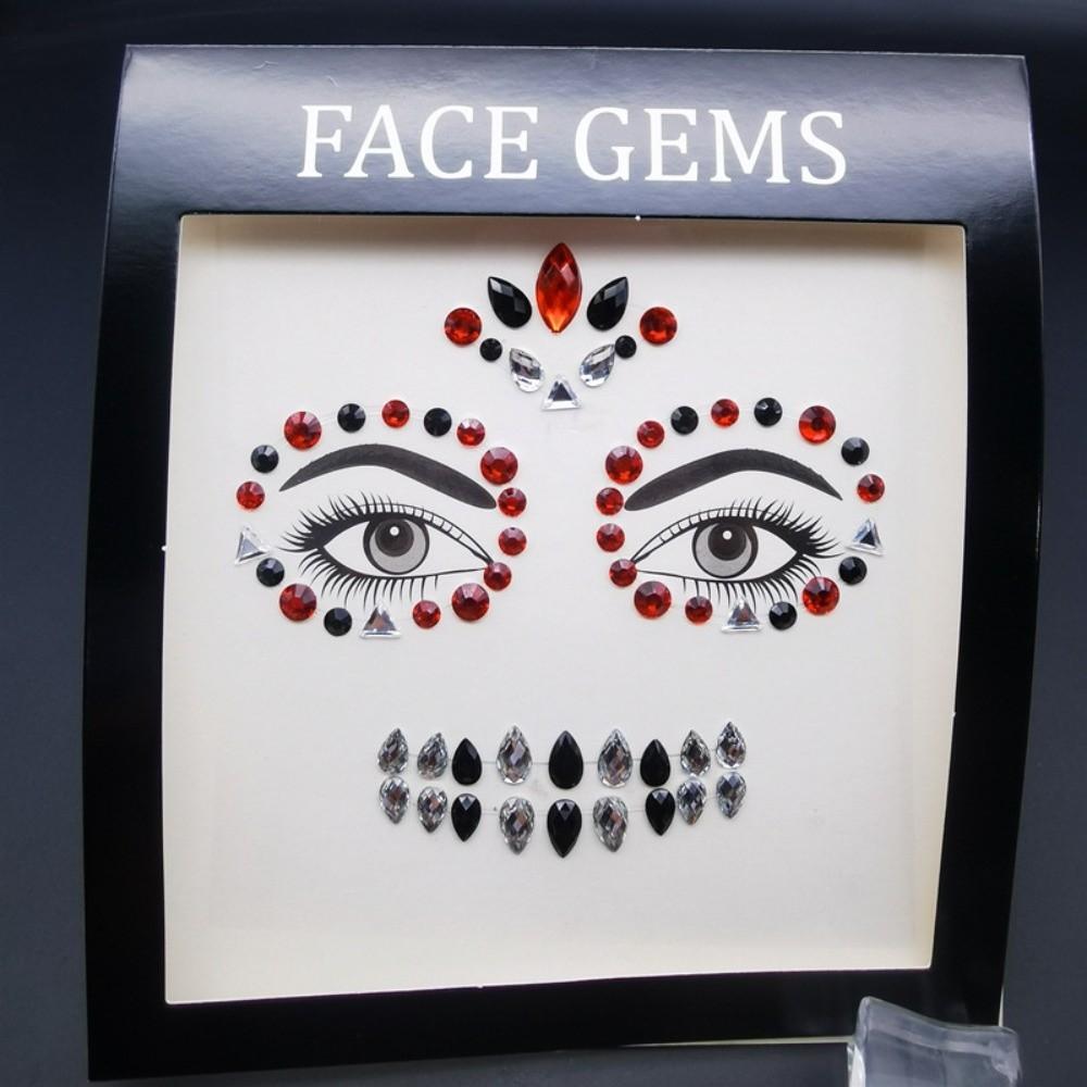 3D Resin Face Rhinestone Sticker Shiny Jewelry Face Sticker Halloween Fake Tattoo  Body Art