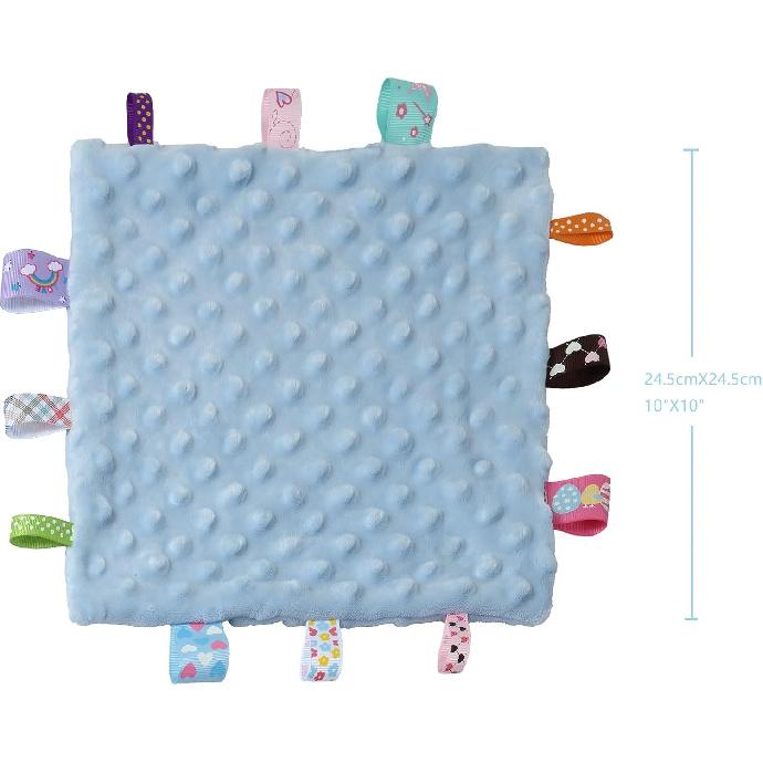 CREVENT Tag Security Blankets for Babies, Soft Small Taggie for Boys Girls, Baby Comforter Sensory Blanket, Great Gifts for Birthday Baby Shower
