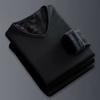 Men Thermal Shirt Fall Winter Base Layer Shirt Fleece Lined V-Neck Pullover Solid Color Warm Long Sleeve Tee Shirt for Daily Wear Sports