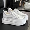 Women's Hidden Wedge Platform Shoes 2025 Summer Genuine Leather Breathable Mesh White Sneakers Casual Versatile