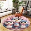 1pc Penguin Family Round Chair mat office Area Rug - Non-Slip, Floor Mat for Office, Bedroom, Ideal home decor gift c0112006