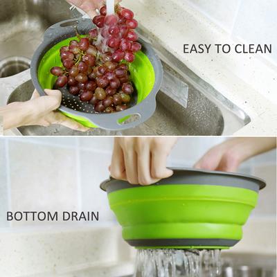 1/2 stuks Silicone Ronde Opvouwbare Groenten Fruit Wassen Afdruipmand Vergiet Zeef Inklapbare Afdruiprek Keukengereedschap