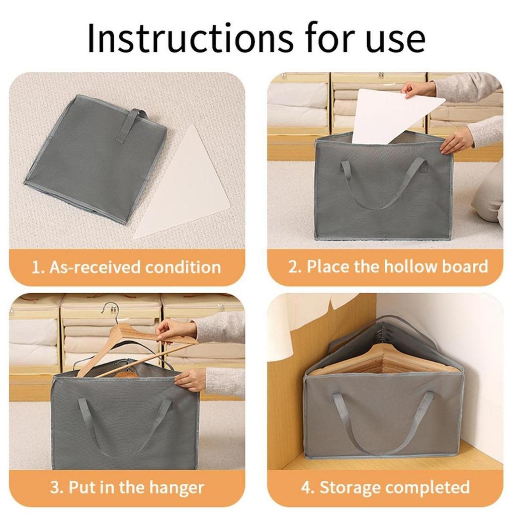 Hanger Organizer, Storage Box with Lid, Waterproof Clothes Organizer Bag And Container Handles,