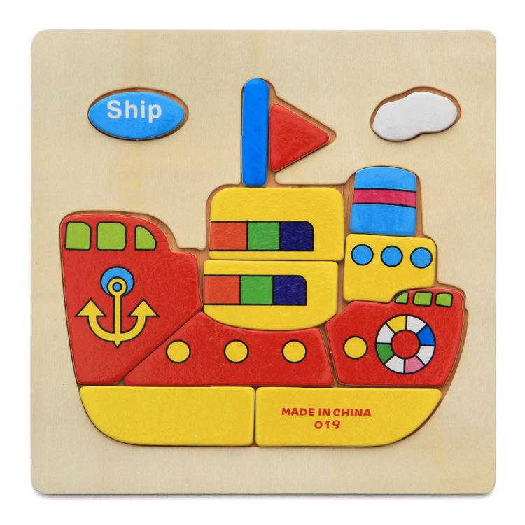 Cartoon 3D Puzzle Jigsaw Wooden Toys for Children Cute Animal Traffic Puzzles Intelligence Kids Baby Early Educational Toys