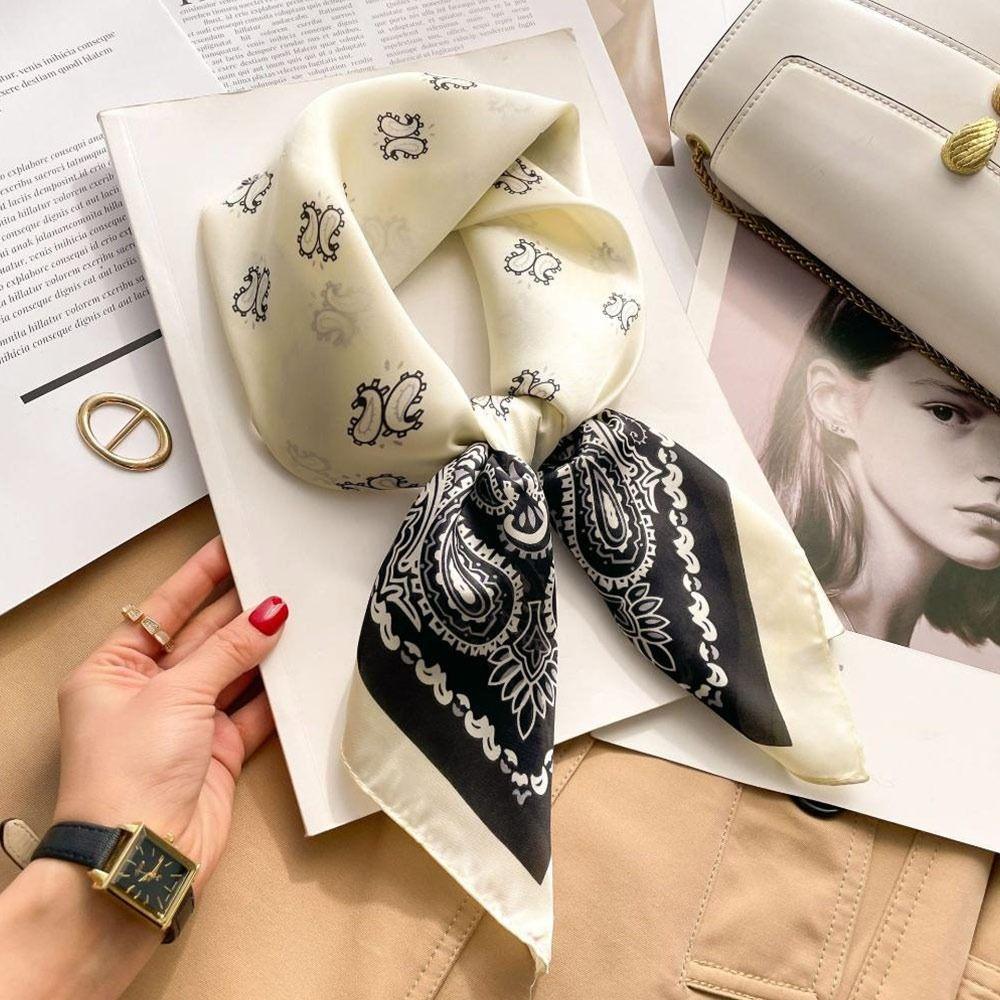 Lightweight Square Neckerchief 70x70cm Purse Scarf Versatile Headscarf  for Women
