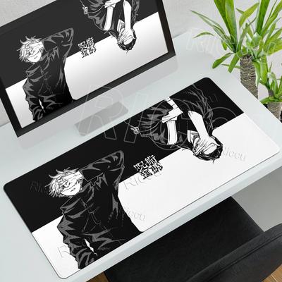Anime Jujutsu Kaisen Mauspads Gojo Satoru Große Größe Gaming Teppich Gamer Rutschfeste Mechanische Tastaturmatten Gekettelter Rand Gummi Teppich
