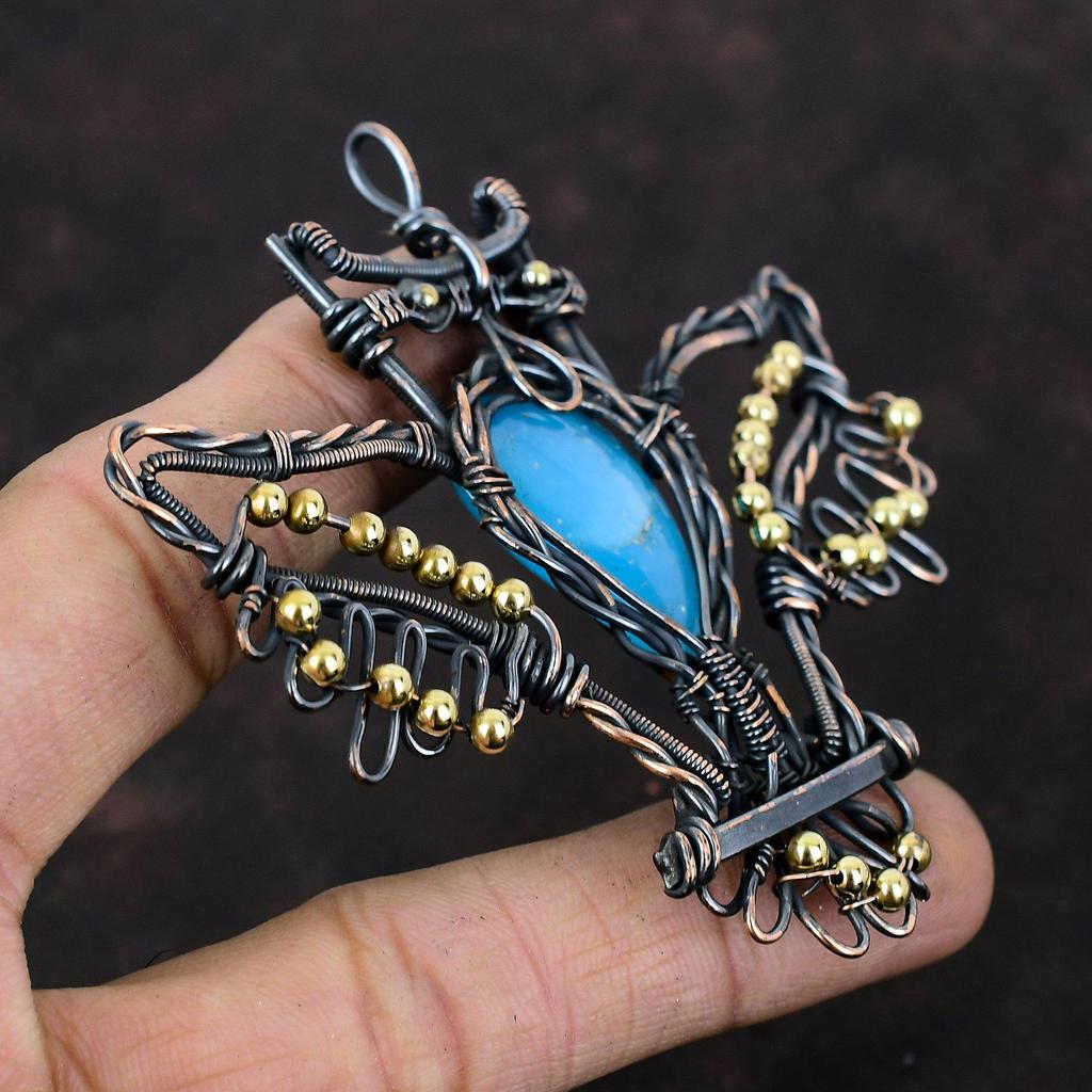 Smithsonite Pendant Copper Wire Wrapped Pendant Owl Gemstone Pendant Handmade Copper Jewelry Gift For Women Wire Wrapped Smithsonite Jewelry