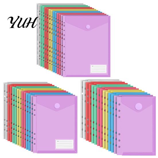 Dustproof Document Holder Clear Poly Envelope Binders Pocket Insert with Hook And Loop Closure, Plastic Project Organizer Documents File Folders Label