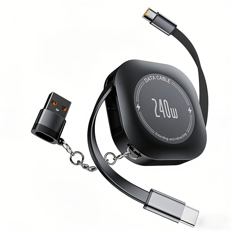 120W High Power Retractable Dual USB-C Fast Charging Cable, Dual Slider Portable Charging Cord for Laptops, Phones, Tablets All Type-C Devices