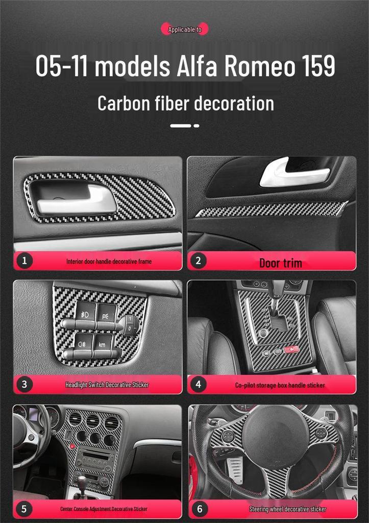 Carbon Fiber Gear Panel Trim Sticker for 2005-2011 Alfa Romeo