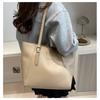 Solid Color Minimalist Large Capacity Tote Bag Soft Faux Leather Commuter Shoulder Handbag