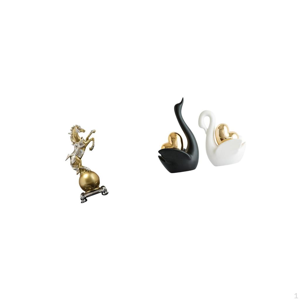 Elegant Resin Horse And Swan Figurine Art Craft Ornament Modern Decorative Statue for Centerpiece