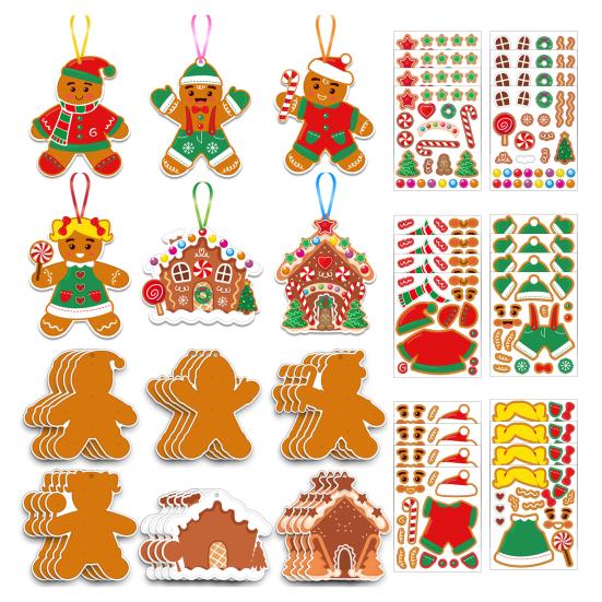 24 Stück DIY Weihnachtsbaum Bastelset für Kinder Feiertags-Kunstherstellung Basteln mit Aufklebern Machen Sie Ihr eigenes Weihnachtslesezeichen Weihnachtsfeier Gastgeschenke