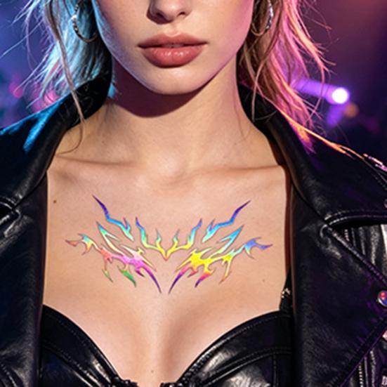5 Sheets Holographic Lightning Tattoos Flash Temporary Stickers Full Color Body