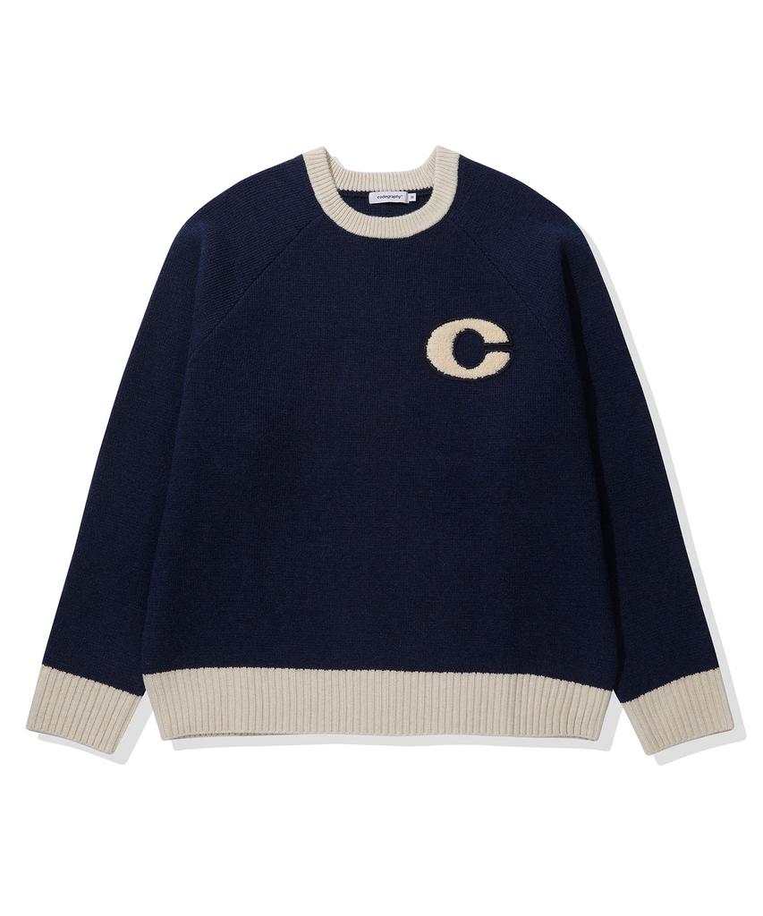 CGP Small C Logo Pullover Color Block Knit - Dark Navy