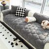 Winter Plush Sofa Cushion Grid Pattern Batted Sofa Pad Non-Slip Home Protection Sofa Cover for Living Room, Office