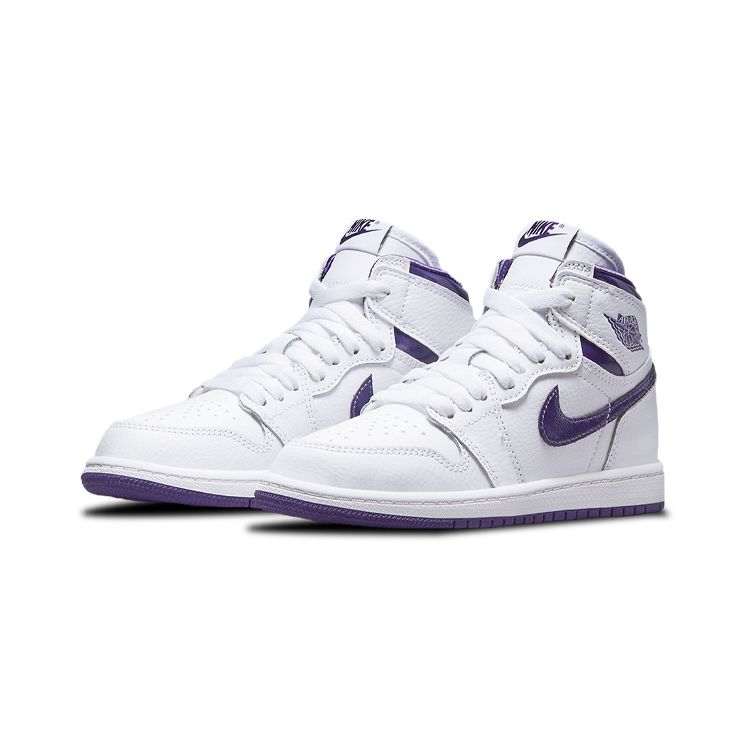 Dětské tenisky Air Jordan 1 Retro High OG PS Court Purple Bílé CU0449-151