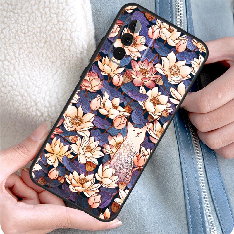 Lotus Flower Phone Case For Samsung Galaxy A55 A35 A25 A15 A51 A71 A12 A32 A52 A13 A33 A53 A14 A34 A54