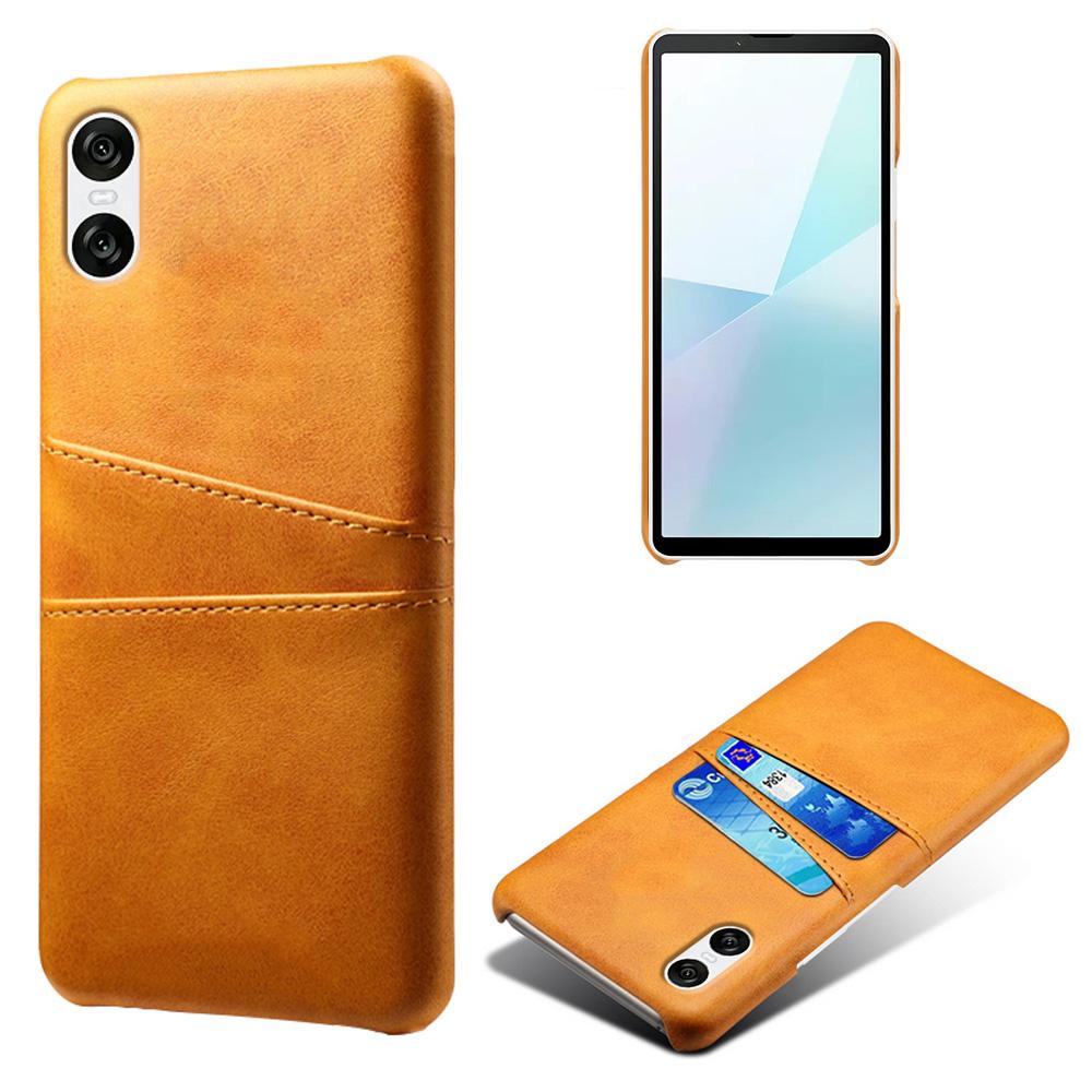 

Для Sony Xperia 10 VI Чехол с кожаным покрытием PC Phone Cover Задняя крышка с двумя слотами для карт Orange