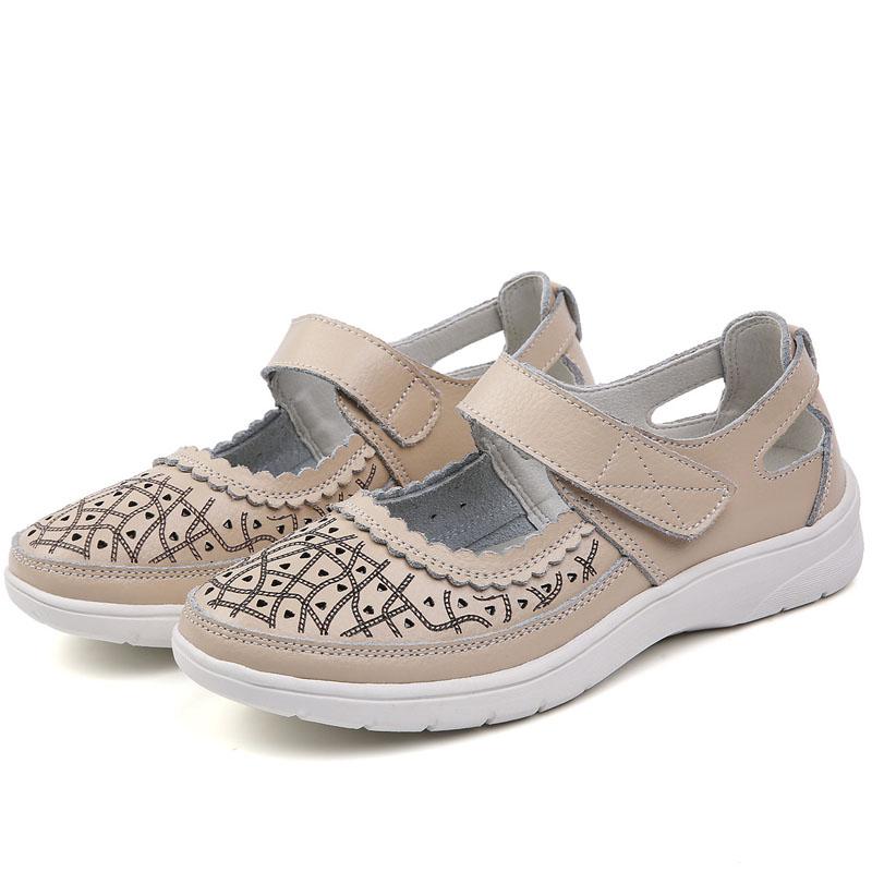 Female Sandals 2025 New Summer Breathable Sandals Women Genuine Leather Cutout Flat Platform Casual Shoes Size 42 WSH4372