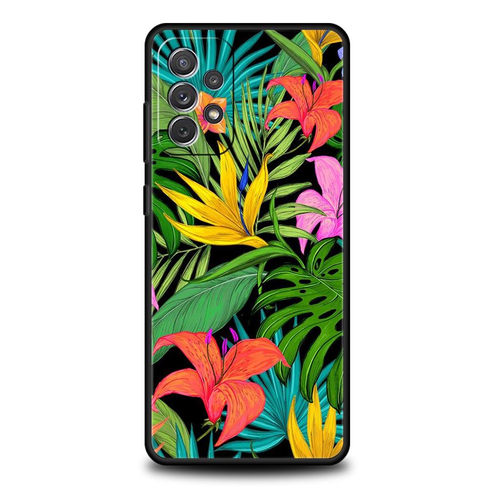 Vintage Banana Leaf Flower Case for Samsung A51 A71 A21S A12 A11 A15 A25 A31 A41 A52 A32 A23 A33 A53 A73 A03S A05S A13 5G Cover