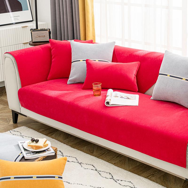 Leichter Luxus-Stil, neuer Sofakissenbezug aus Chenille-Leder, für alle Jahreszeiten, universell, rutschfest, schlicht, modern, für den Sommer