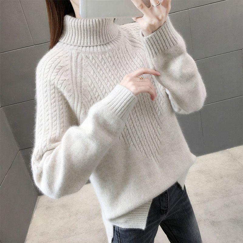 Autumn Winter Women's Turtleneck Sweater, Loose and Thick, Autumn-winter, Long Sleeve, Warm, Knitted Sweater