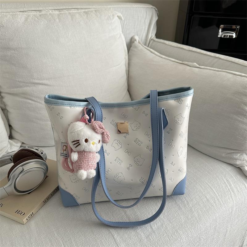 Bags Women's Spring and Summer Niche Pink Kitty Tote Bag Dopamine Hello Kitty Large Capacity One Shoulder Commuter