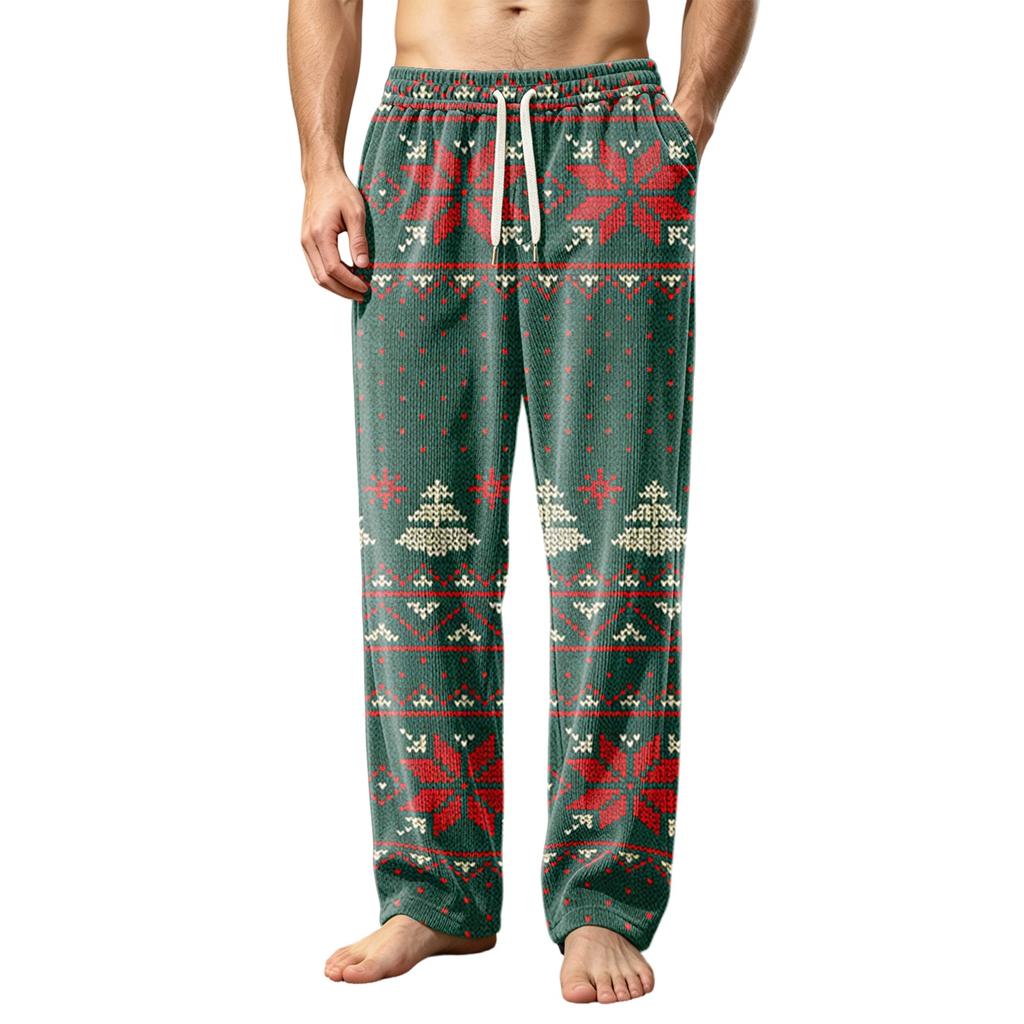 Pantaloni Pigiama da Uomo in Velluto a Coste con Tasche, Pantaloni da Notte Casual per Casa e Ora di Dormire