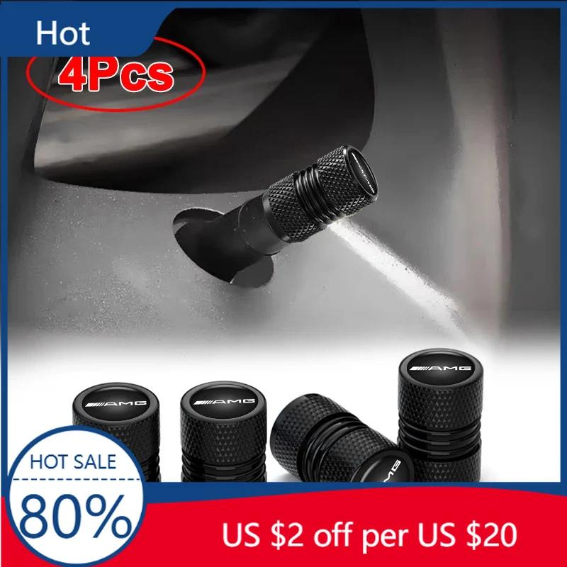 DJR5 Hot 2025 4PCS Aluminum Alloy Car Wheel Tire Valve Caps Tyre Stem Protect Cover For Mercedes Benz AMG Class A W222 W204 W214 CLS