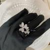 Luxury Double Clover Heart Diamond Adjustable Ring