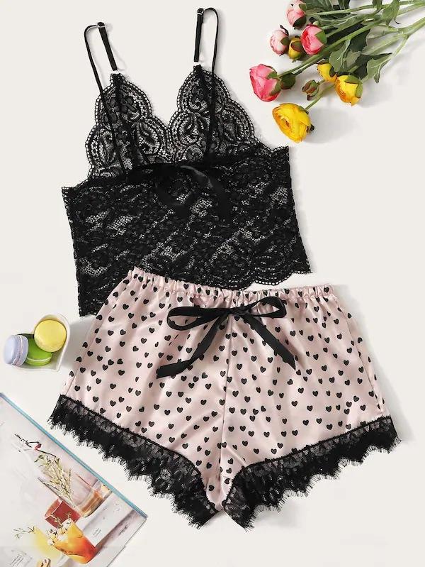 

European and American erotic underwear sexy women s lace vest peach heart short S розовый