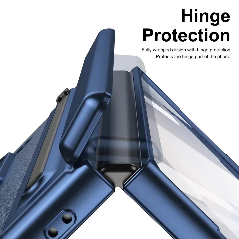 Luxury Plating Matte AG Pen Slot Leather Case For Samsung Galaxy Z Fold 7 6 5 4 3 Screen Film Hinged Shockproof Protector Cover