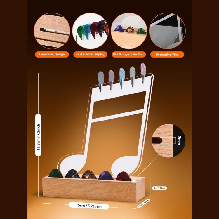 Multifunctional Electric Guitar Accessory Display Stand with Lights Professional Guitar Pick Organizers Wood Texture