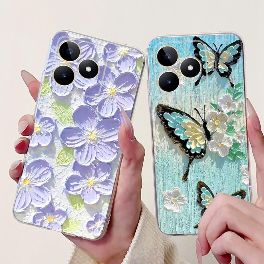 Für Realme Note 50 Hülle RMX3834 Niedliche Katze Bemalte Abdeckung Klare Silikon Weiche TPU Handyhülle Für Realme Note 50 Note50 Fundas Coque