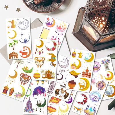 10pcs Happy Eid Al Adha Eid Mubarak For Kids Gifts Temporary Tattoos Sticker Ramadan Kareem Decoration Islamic Muslim Party