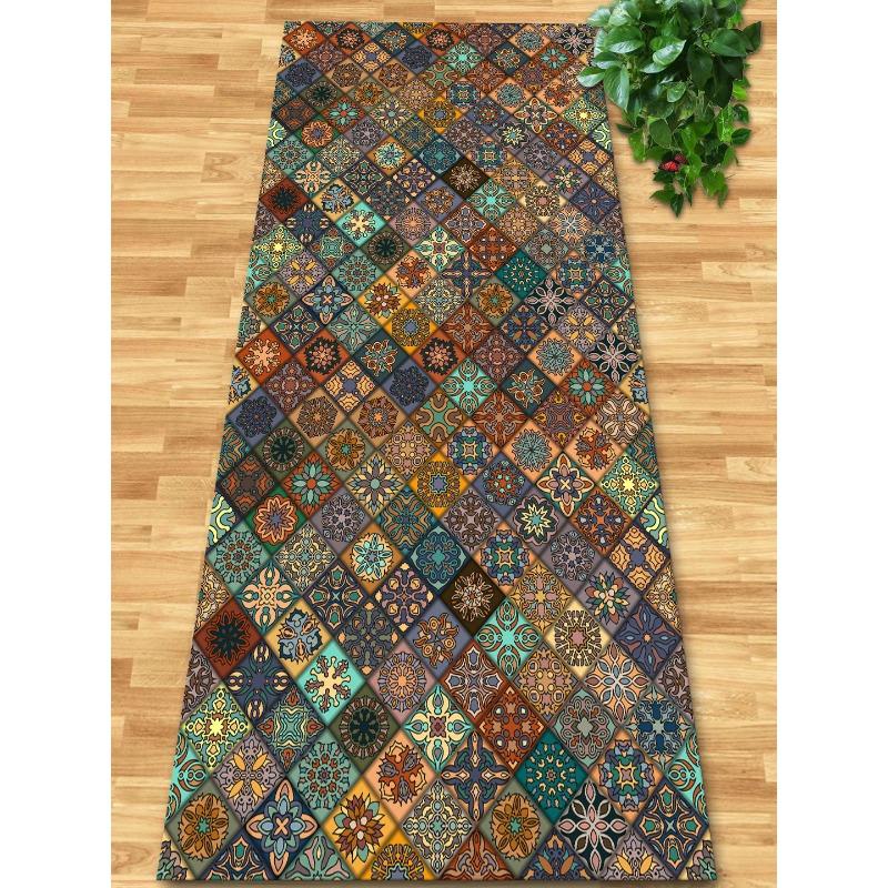 Flowers and Plank Home Balcony 3D Passageway Long Corridor Carpet Spring Floral Pattern Entryway Stairway Rugs Room Aisle Mat