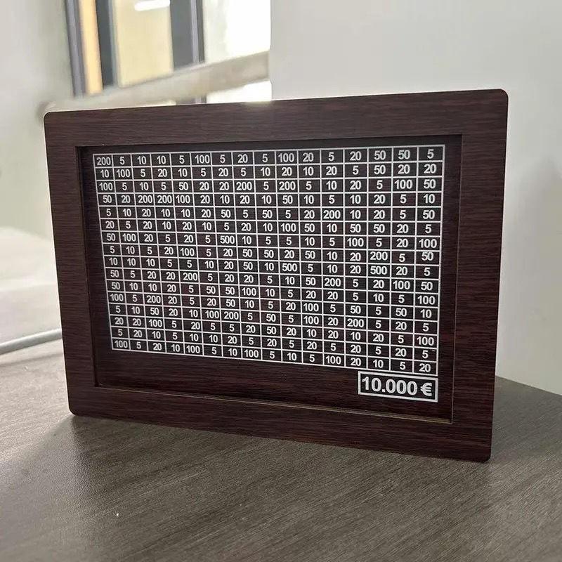 Pușculiță din lemn, 1000, 2000, 3000, 5000, 10000 de euro, cutie de bani, seif de economii, provocare, depozitare de numerar