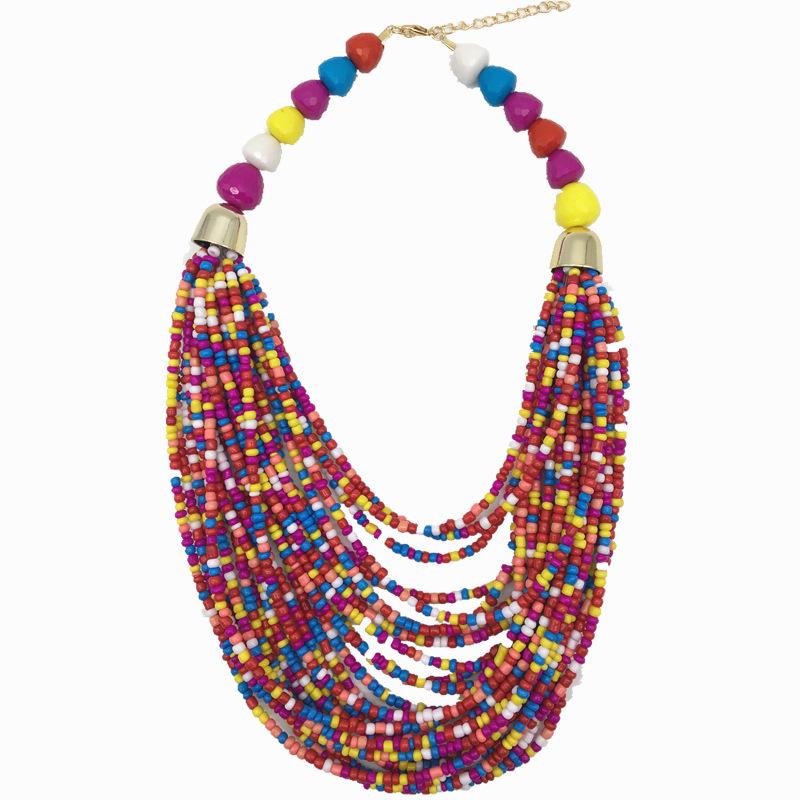 Bohemian Multi-layer Ethnic Seed Bead Necklace Set