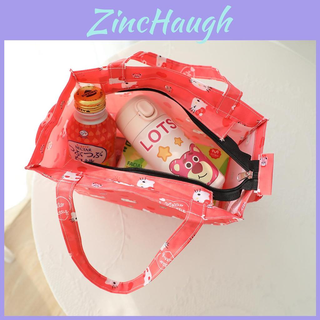 Cartoon Bento Box Bag With Side Pocket Oxford Fabric Multiuse For Kids And Teens