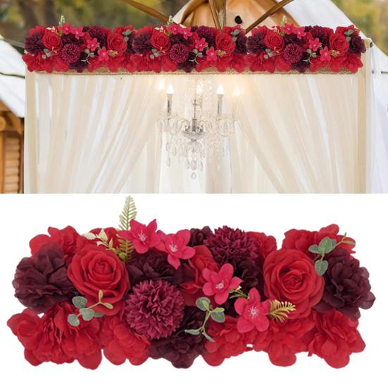 Artificial Rose Flower Row Faux Silk Rose Panel Backdrop DIY Floral Wall Decor for Wedding Arch Reception Ceremony Centerpiece Birthday Party Decor