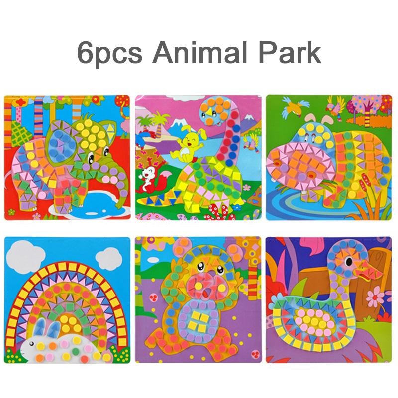 6 шт./лот Дитячі 3D EVA Липкі Мозаїки Пазл DIY Пінопластовий Ручний Робота DIY Мистецтво Мультяшний Малюнок Креативні Навчальні Іграшки для Дітей TMZ