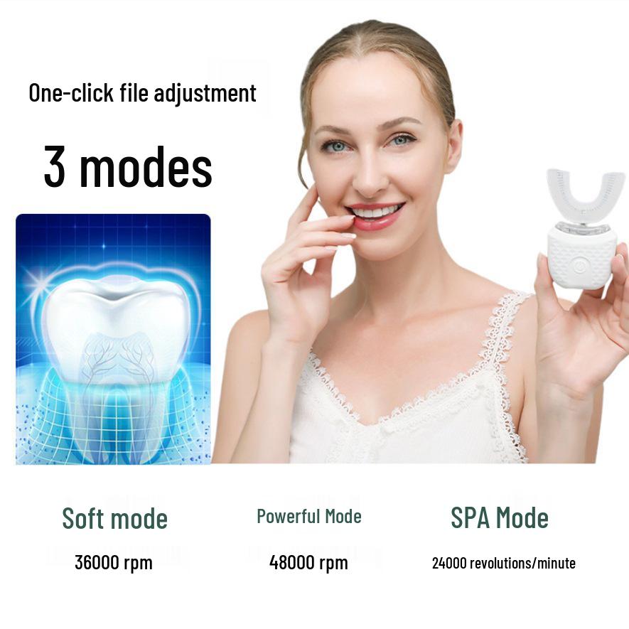 Rechargeable U-Shaped Sonic Electric Toothbrush with Soft Bristles & Automatic Timer